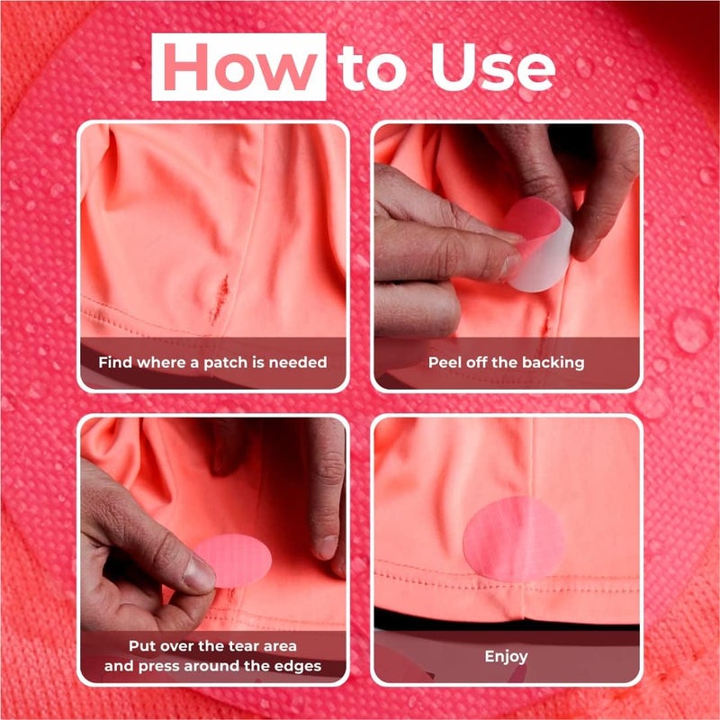aZengear Repair Patches for Jackets, Tent, Shoe Toe, Air Mattress, Inflatables, PVC Gear - Waterproof, Self-Adhesive, Tear-Cold-Heat-Resistant, Down Puffer Coat (11 Pcs, Pink) - Image 2
